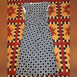 Ralph Lauren Black and White Sheath Midi Dress  Size 8